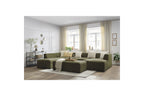 Fixed Panoramic Sofa - Megeve - With Pouffe - Textured Fabric - Right-Hand Corner