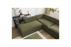 Fixed Panoramic Sofa - Megeve - With Pouffe - Textured Fabric - Right-Hand Corner
