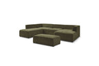 Fixed Panoramic Sofa - Megeve - With Pouffe - Textured Fabric - Right-Hand Corner
