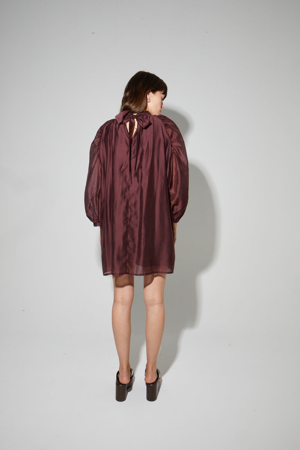 Robe Ilona Voile Chocolat, Fabriquée En Italie