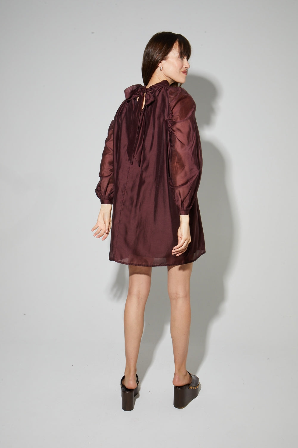 Robe Ilona Voile Chocolat, Fabriquée En Italie