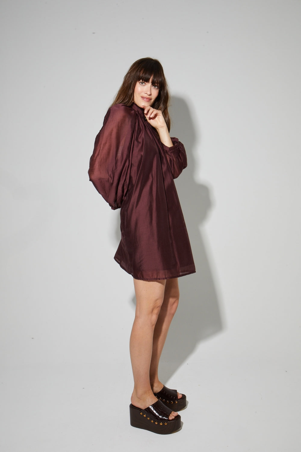 Robe Ilona Voile Chocolat, Fabriquée En Italie