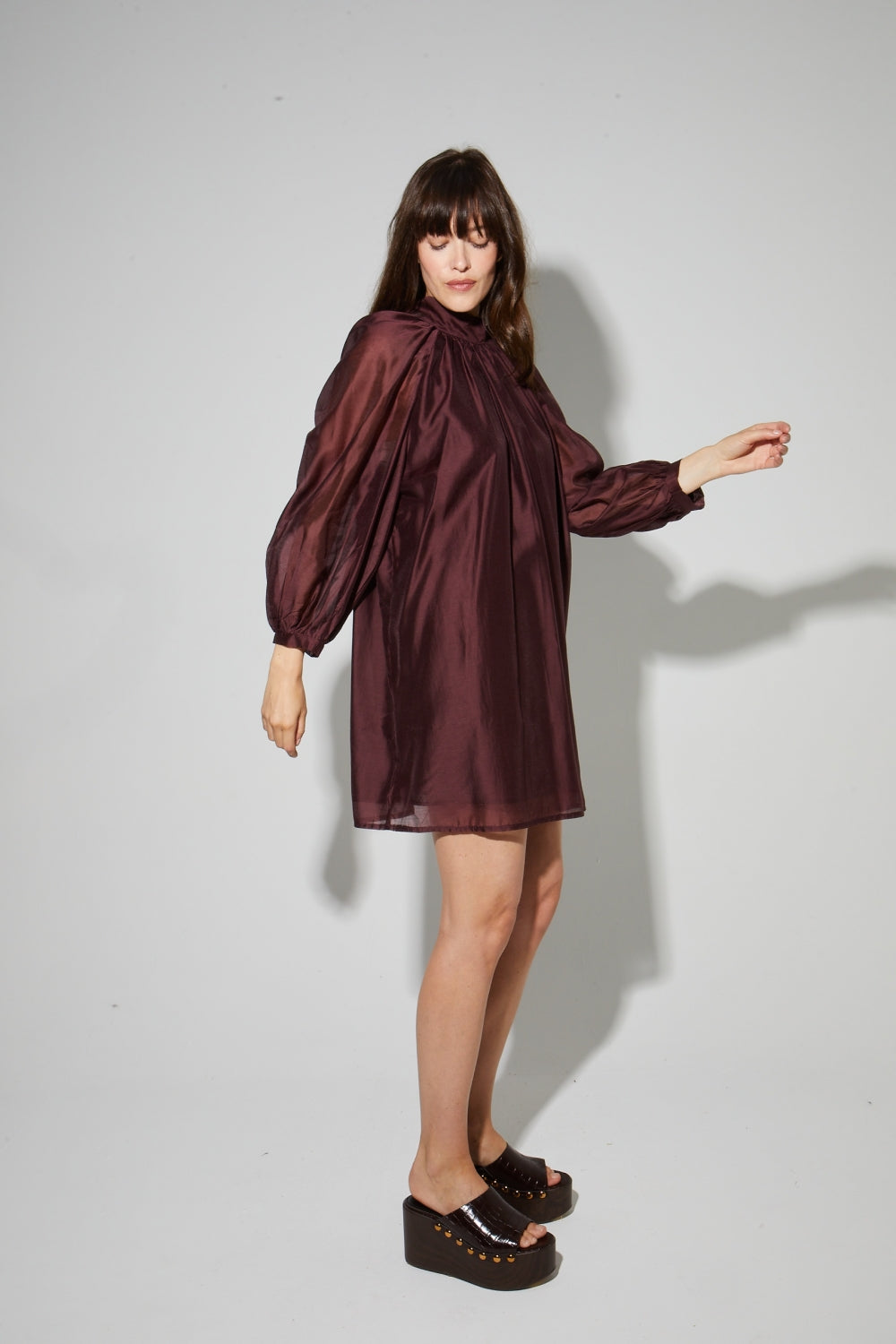Robe Ilona Voile Chocolat, Fabriquée En Italie