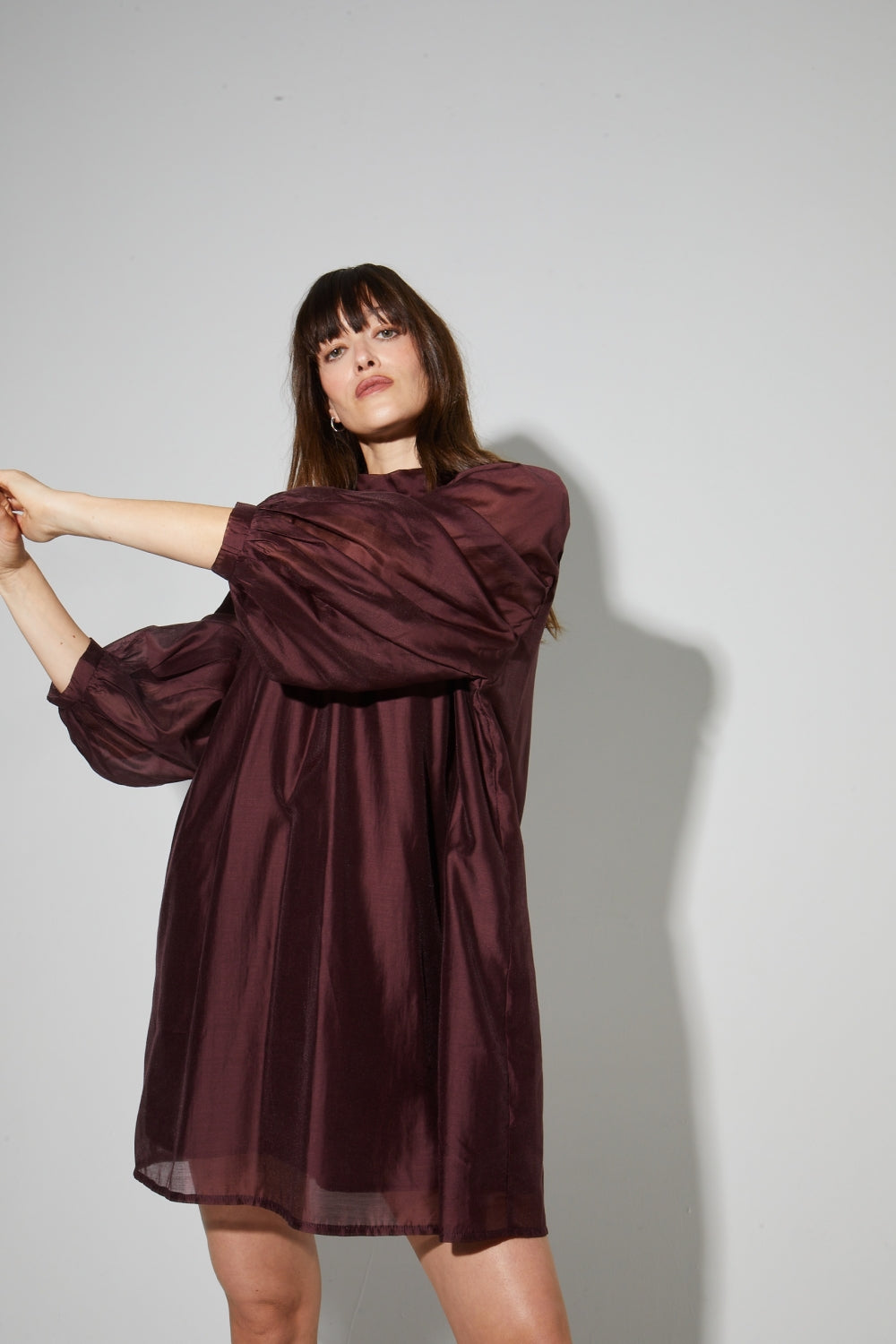 Robe Ilona Voile Chocolat, Fabriquée En Italie