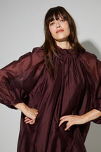 Robe Ilona Voile Chocolat, Fabriquée En Italie