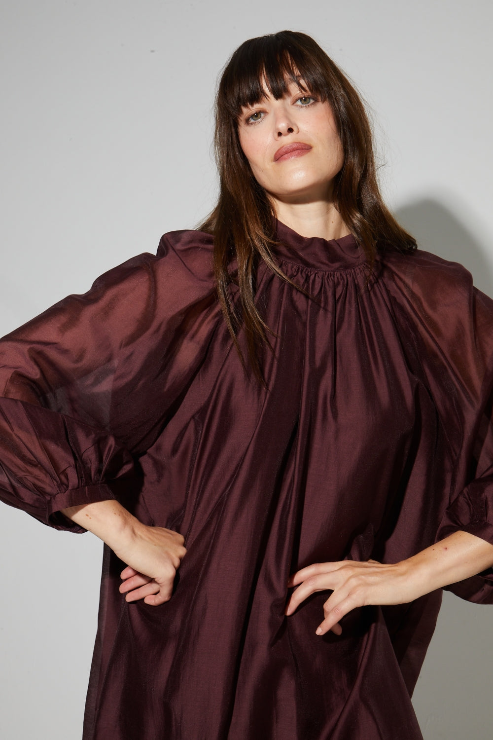 Robe Ilona Voile Chocolat, Fabriquée En Italie