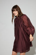 Robe Ilona Voile Chocolat, Fabriquée En Italie
