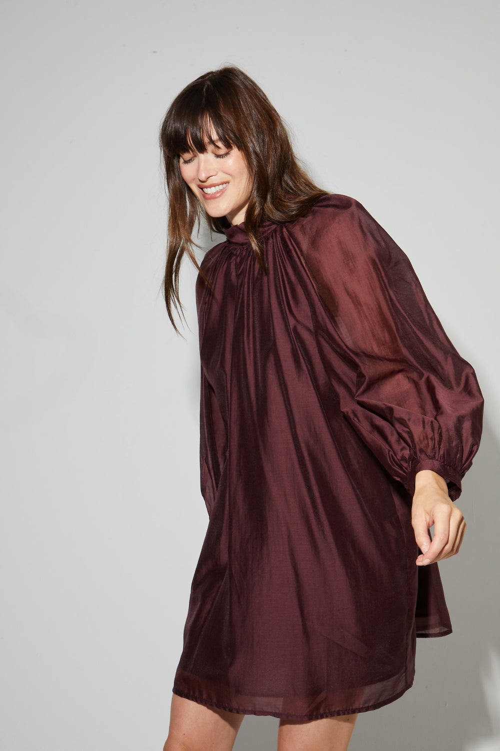 Robe Ilona Voile Chocolat, Fabriquée En Italie