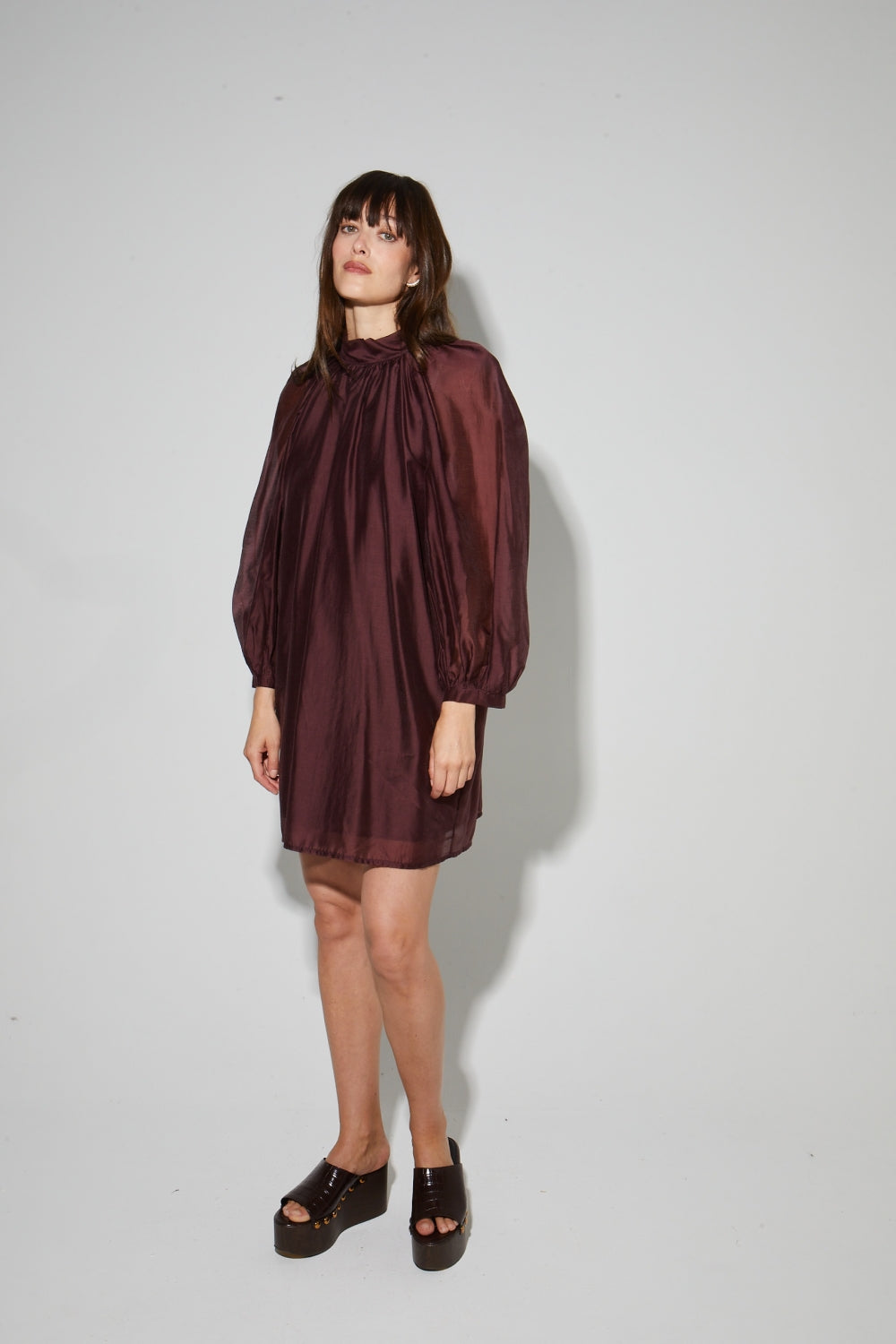 Robe Ilona Voile Chocolat, Fabriquée En Italie