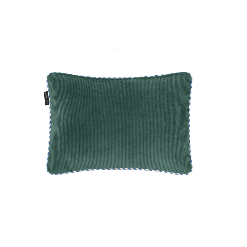 Coussin Double Face 50X35 En Velours Côtelé - Vert/Bleu