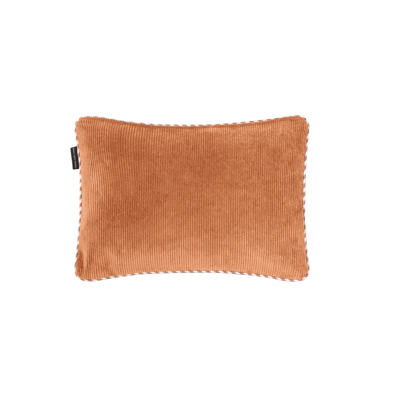 Coussin Double Face 50X35 En Velours Côtelé - Orange/Marine