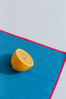 Set 4 Serviettes - Bleu/Fuchsia
