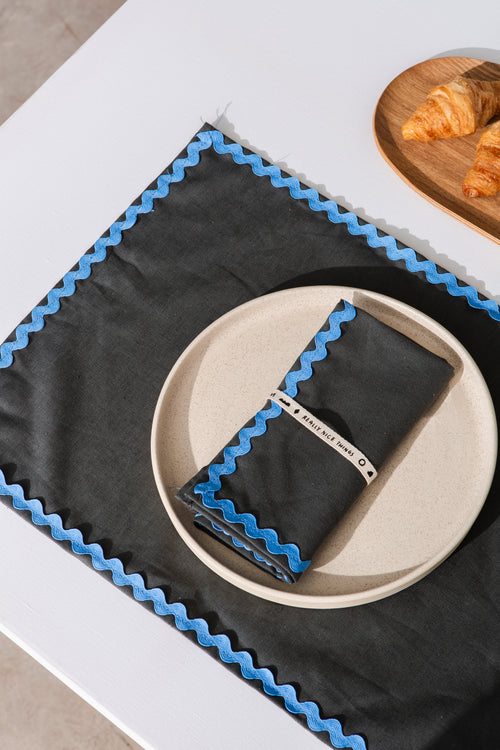 2 Sets De Table Wavy - Gris/Bleu