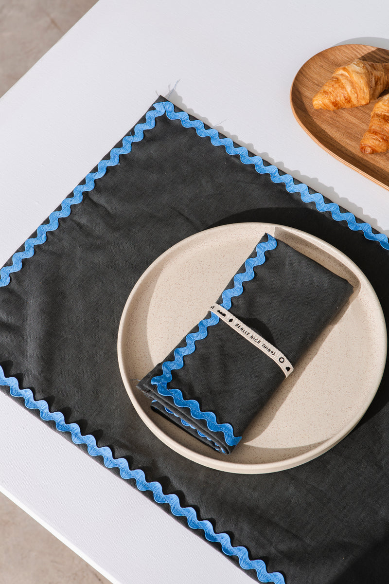 2 Sets De Table Wavy - Gris/Bleu