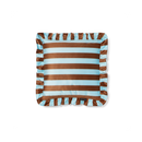 Coussin À Volants En Velours - Marron Et Bleu
