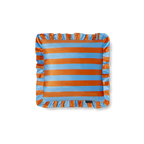 Coussin À Volants En Velours - Orange Et Bleu