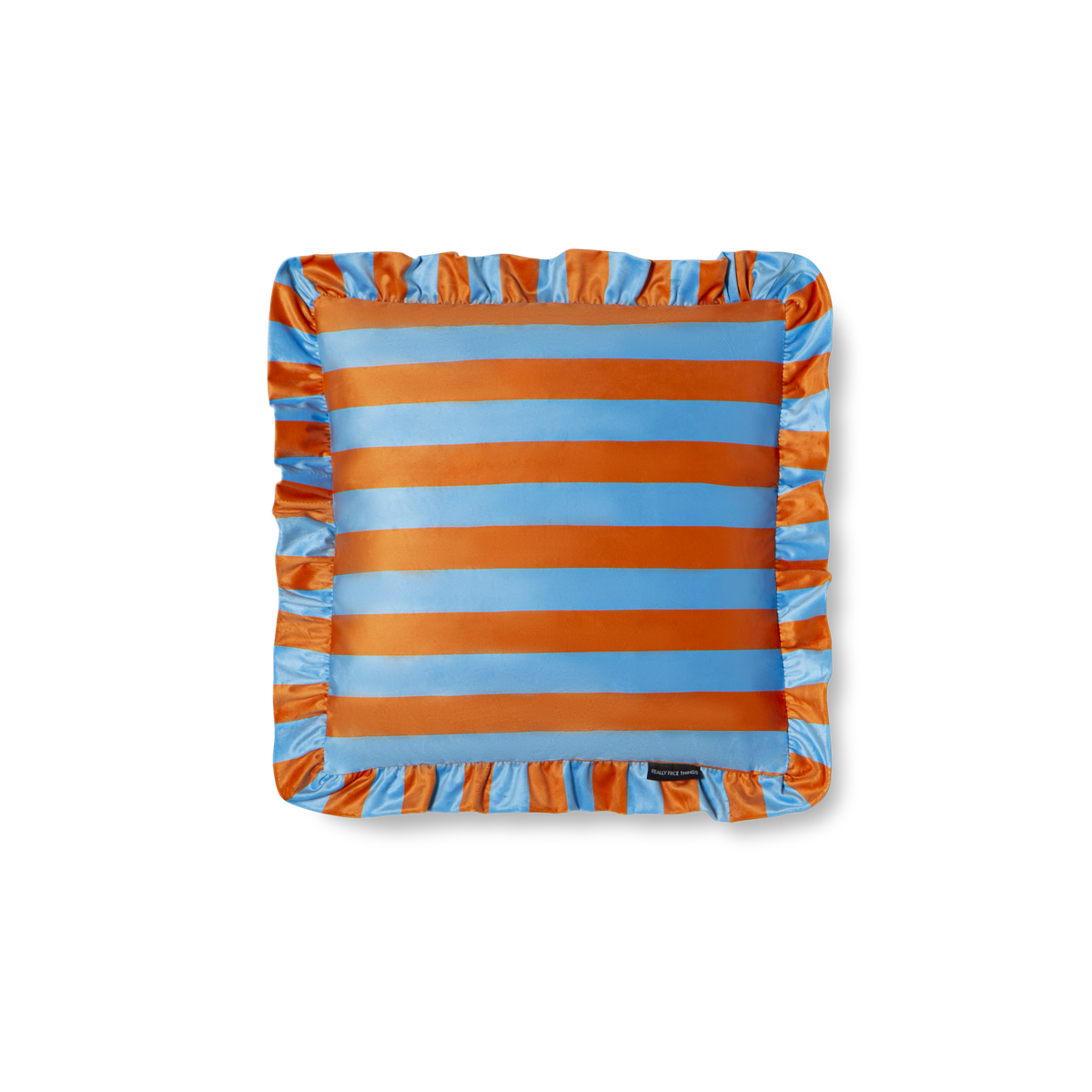 Coussin À Volants En Velours - Orange Et Bleu