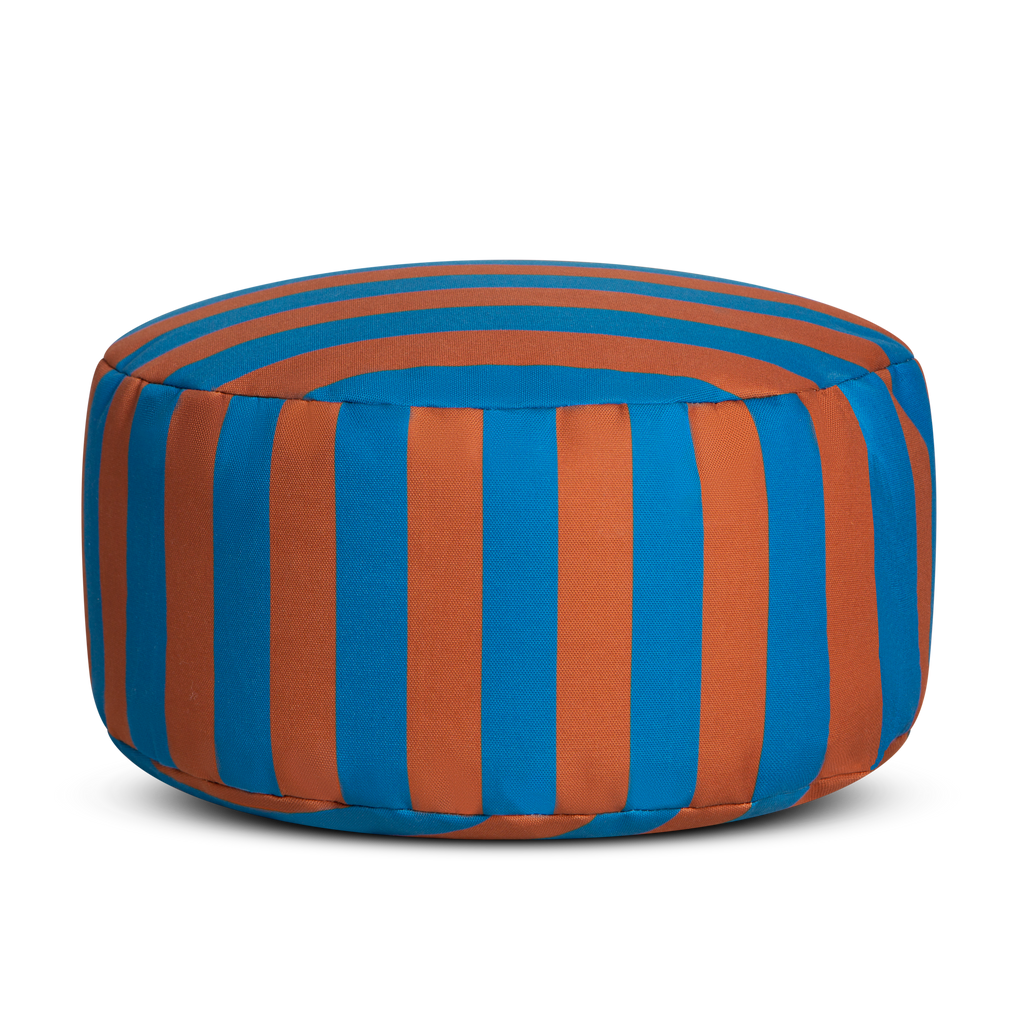 Striped Pouffe - Blue and Brown