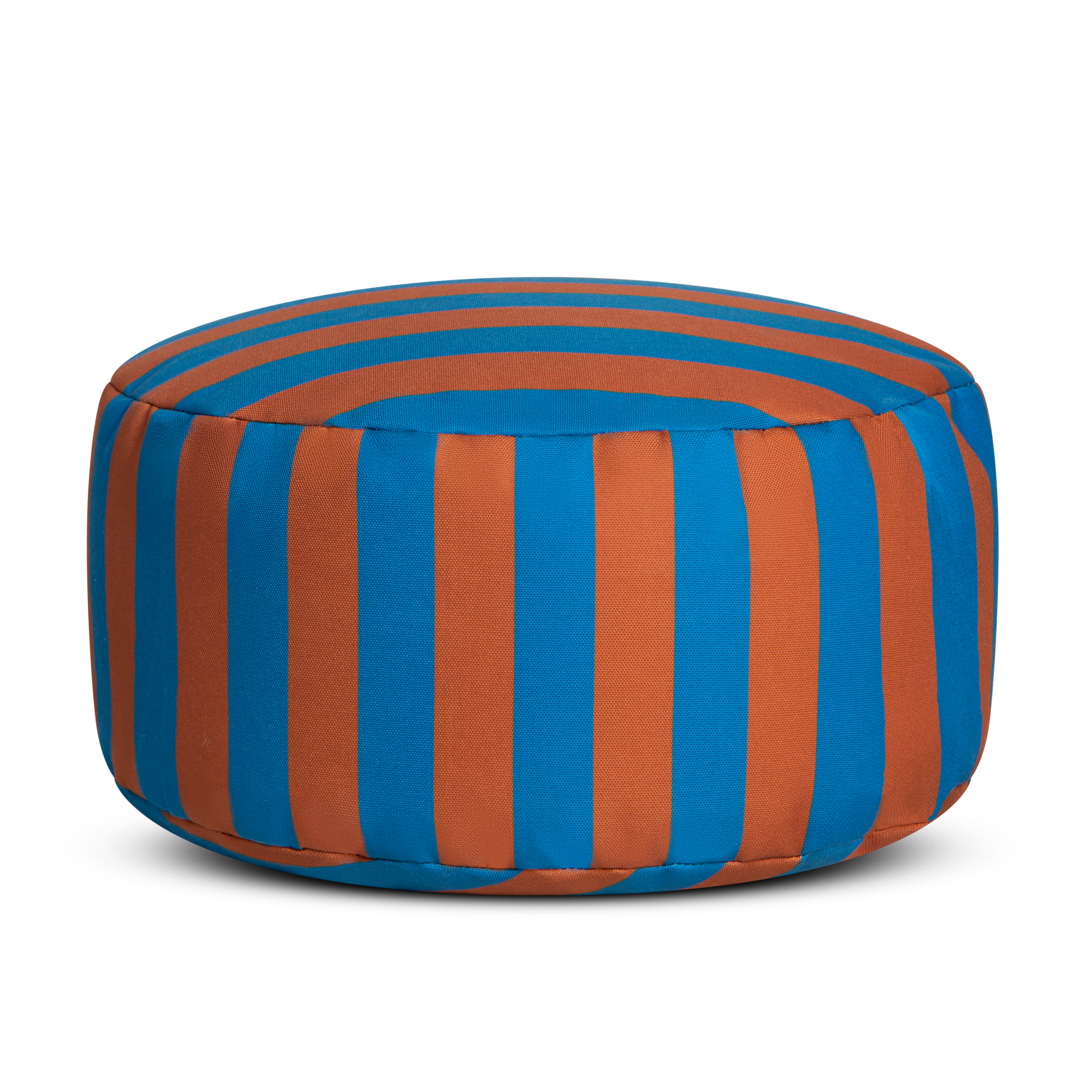 Striped Pouffe - Blue and Brown