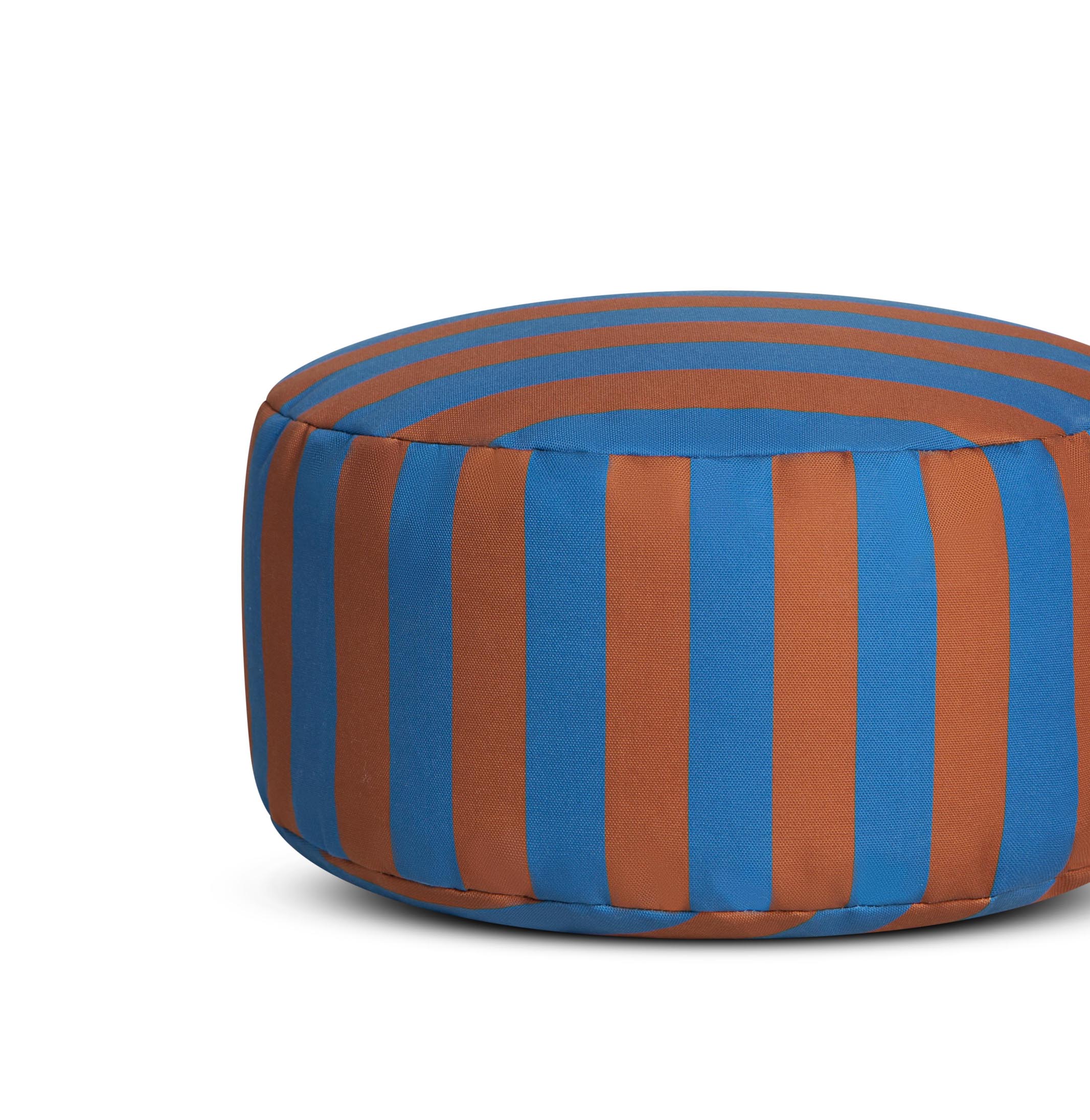 Striped Pouffe - Blue and Brown