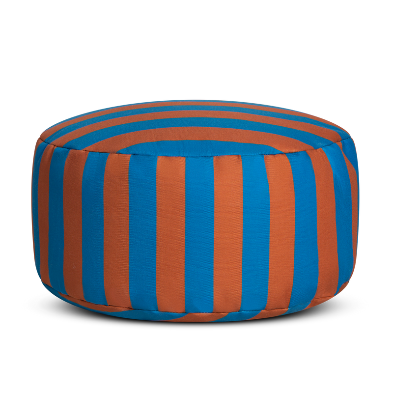 Pouf À Rayures - Bleu Et Marron