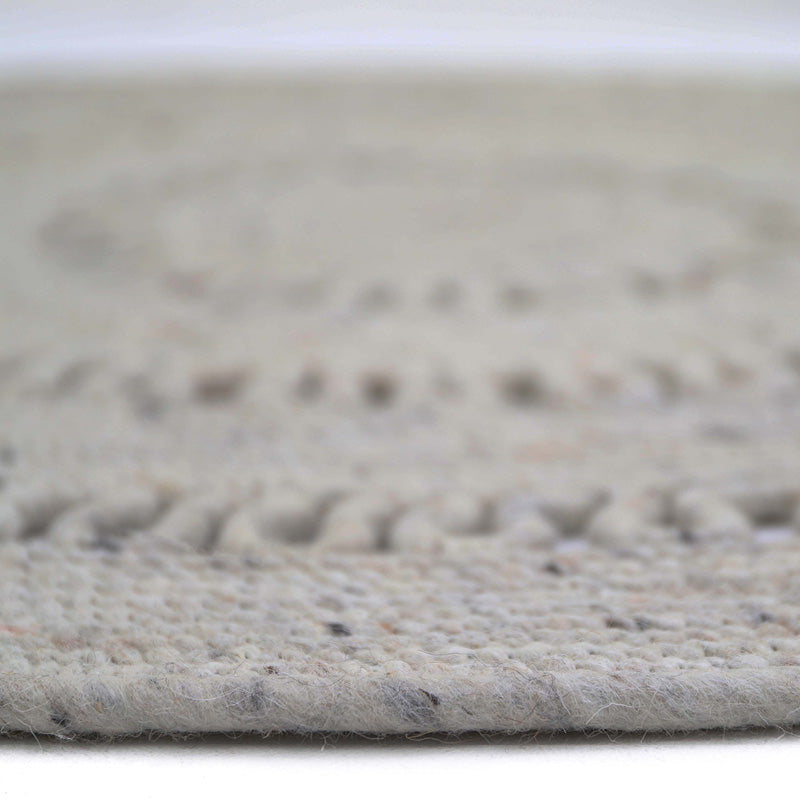 Tapis Laine Feutrée Rond Ajourée Bibek Gris S
