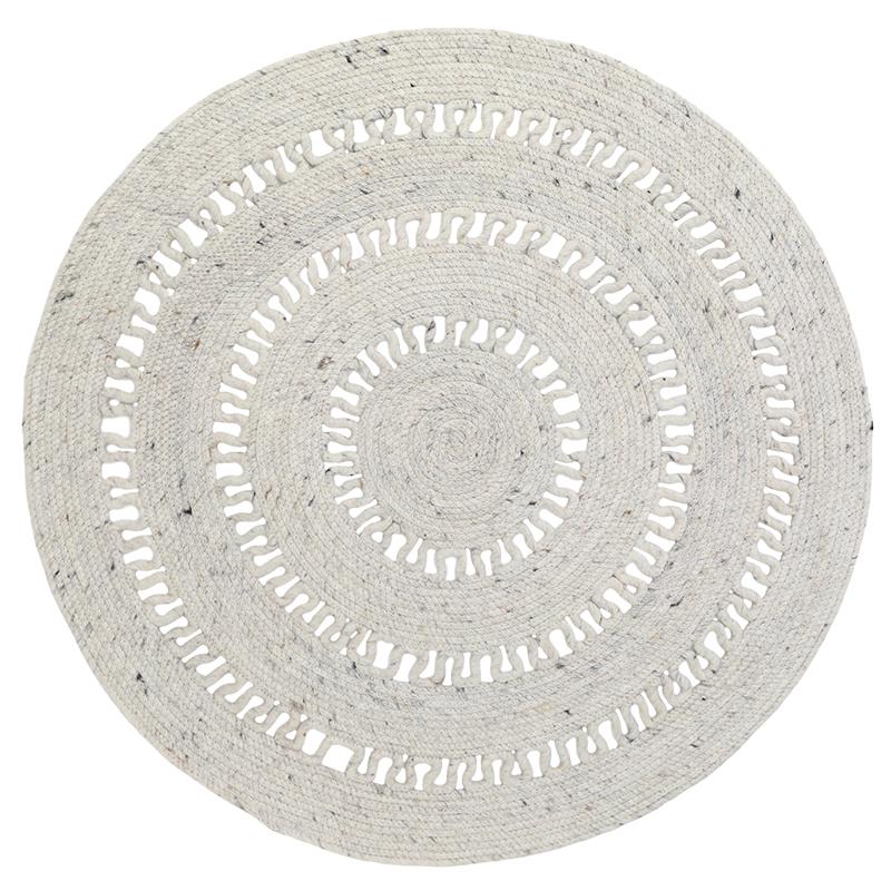 Tapis Laine Feutrée Rond Ajourée Bibek Naturel M