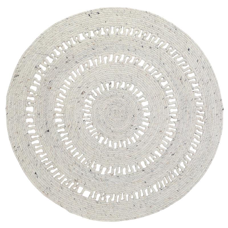 Tapis Laine Feutrée Rond Ajourée Bibek Naturel S