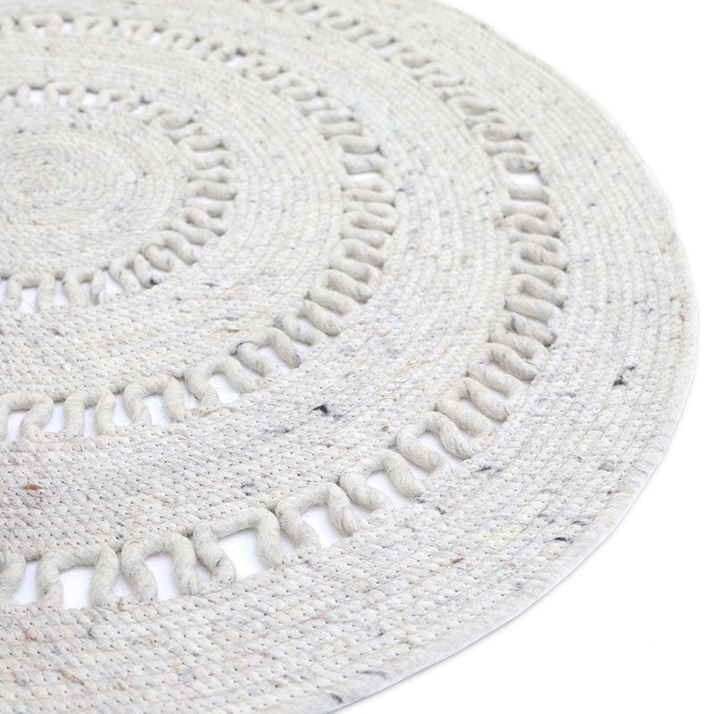 Tapis Laine Feutrée Rond Ajourée Bibek Naturel S