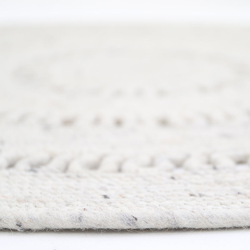 Tapis Laine Feutrée Rond Ajourée Bibek Naturel S