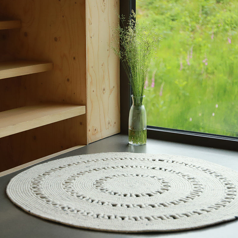 Tapis Laine Feutrée Rond Ajourée Bibek Naturel S