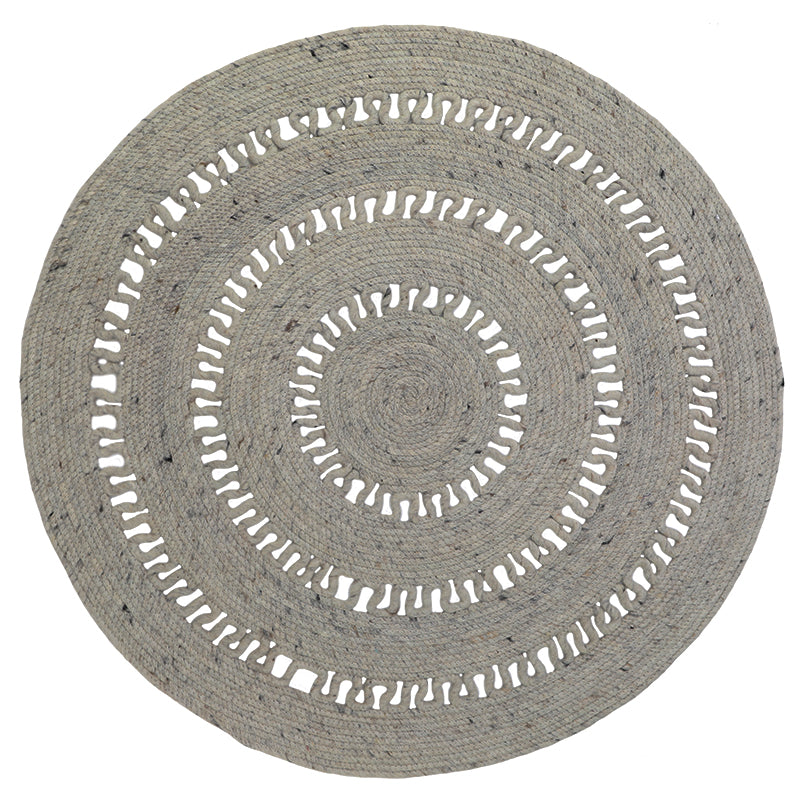 Tapis Laine Feutrée Rond Ajourée Bibek Gris S