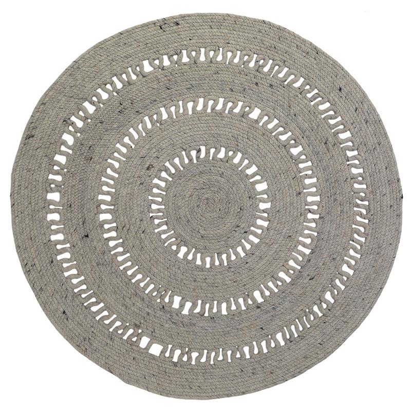 Tapis Laine Feutrée Rond Ajourée Bibek Gris M