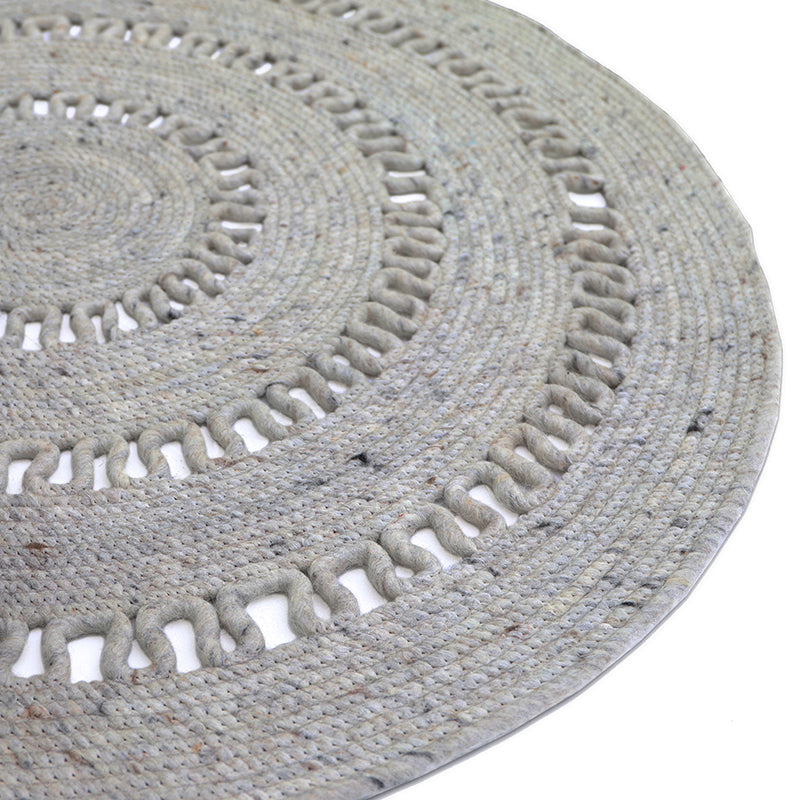 Tapis Laine Feutrée Rond Ajourée Bibek Gris S