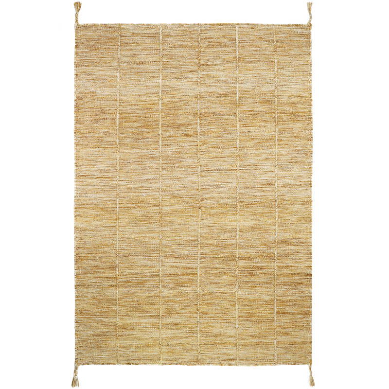 Tapis Laine Contemporain Lhena Jaune Brun M