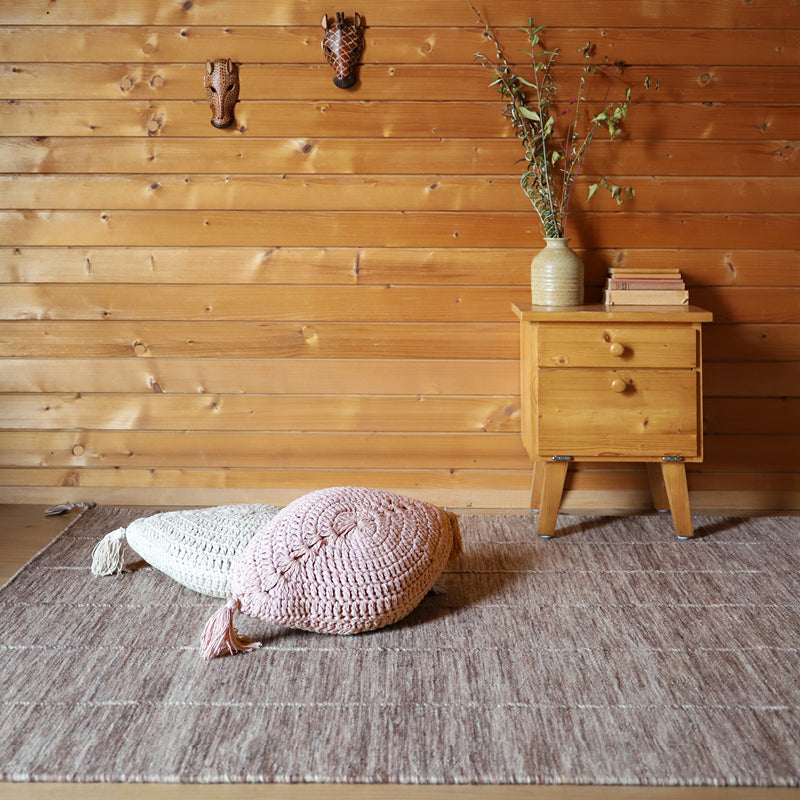 Tapis Laine Contemporain Lhena Brun Rose M