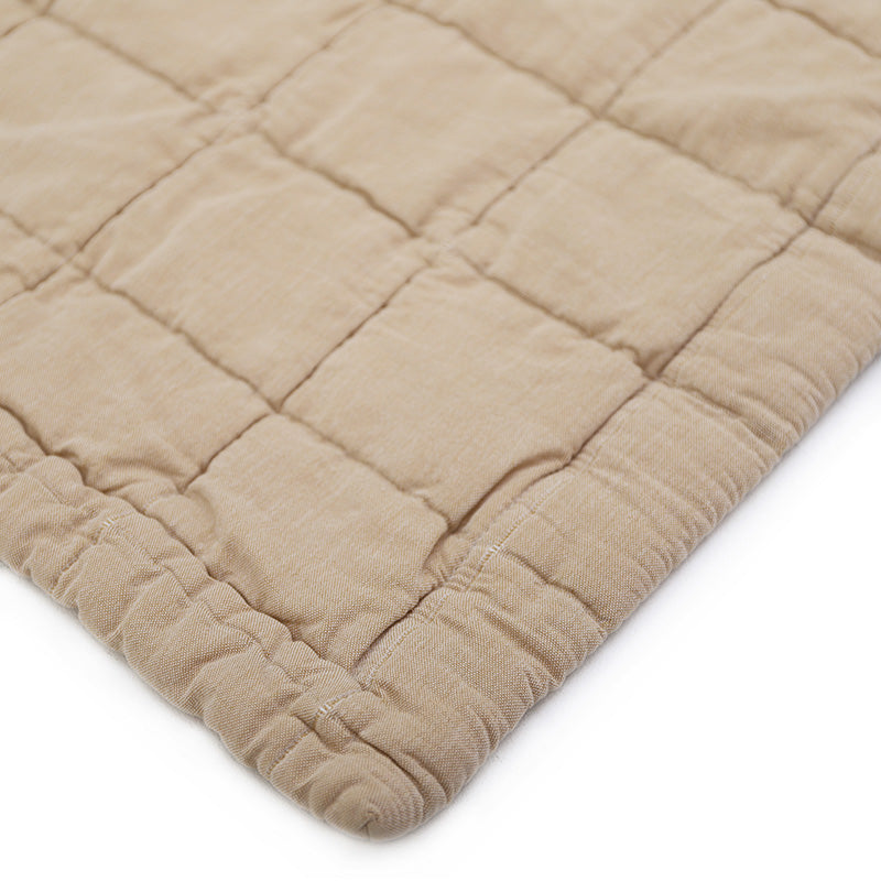 Couverture Bébé Coton Lavé Réversible Anna Caramel