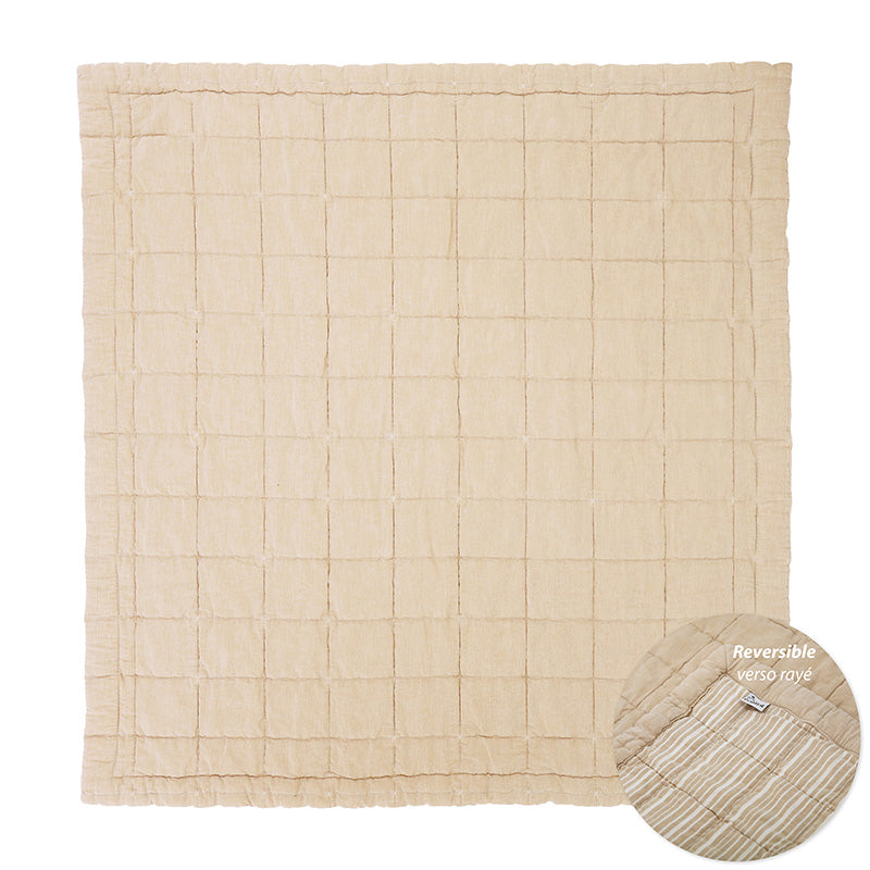 Couverture Bébé Coton Lavé Réversible Anna Caramel