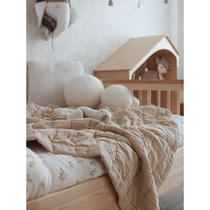 Couverture Enfant Coton Lavé Réversible Anna Caramel M