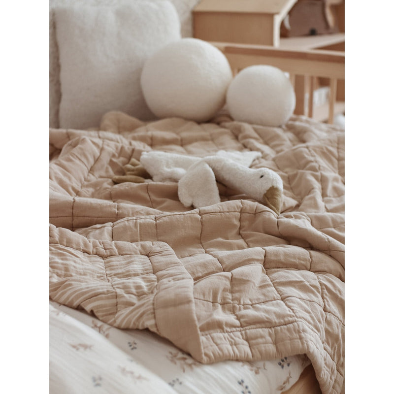 Couverture Enfant Coton Lavé Réversible Anna Caramel M