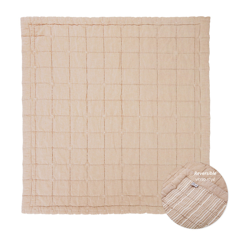 Couverture Bébé Coton Lavé Réversible Anna Terracotta
