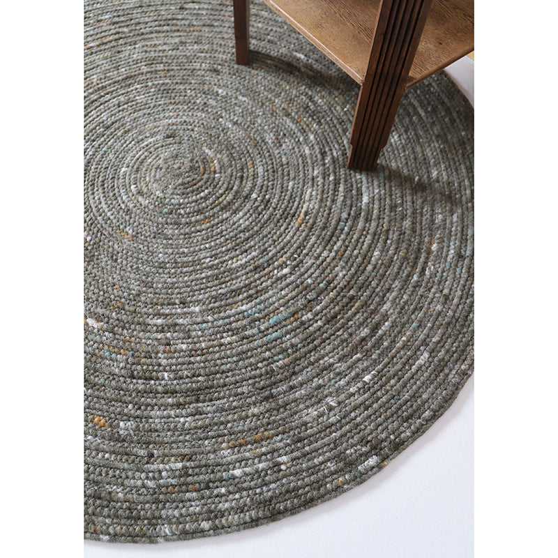 Tapis Rond Laine Feutrée Neethu Olive S