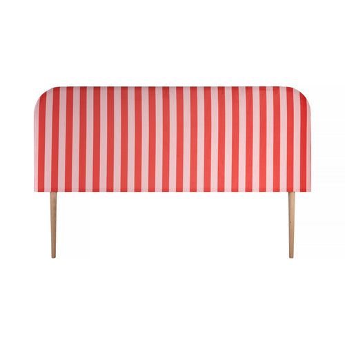Tête De Lit Eddie Revêtue De Velours - Rayures Rouges Et Roses