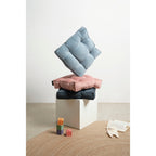 Gustav Square Cushion in Ribbed Velvet - Navy