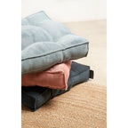 Gustav Square Cushion in Ribbed Velvet - Navy