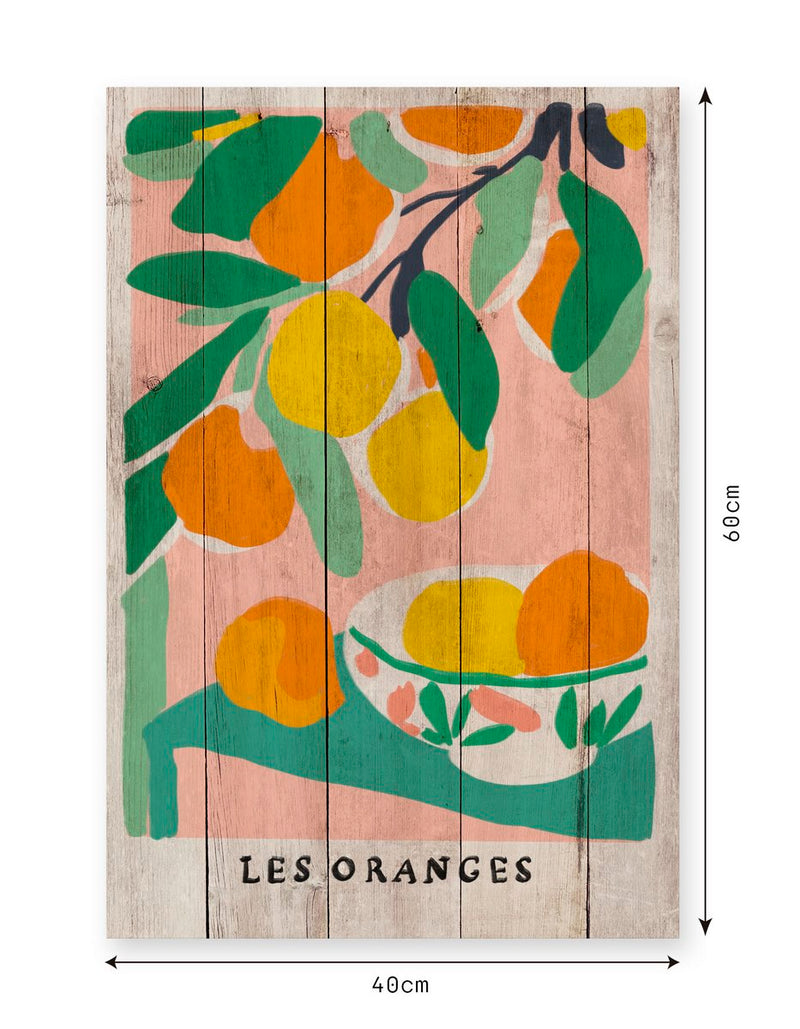 Tableau En Bois - Oranges