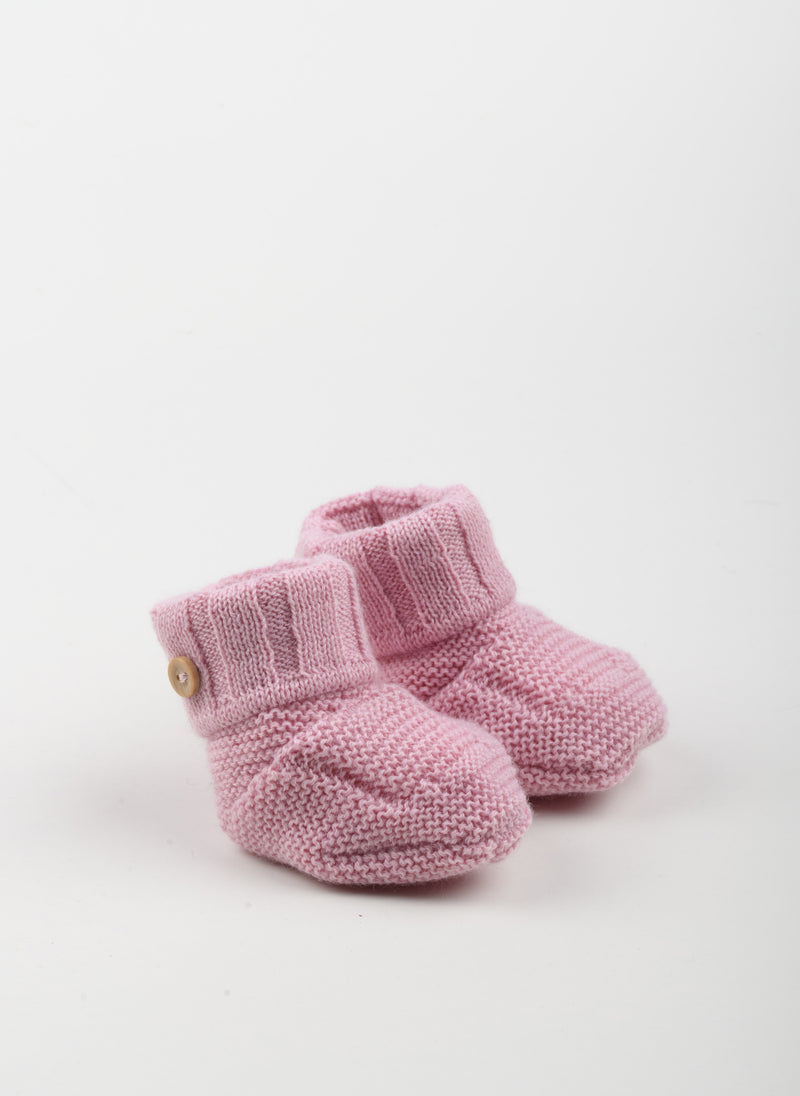 Chaussons En Laine Mélangée - Rose Perle