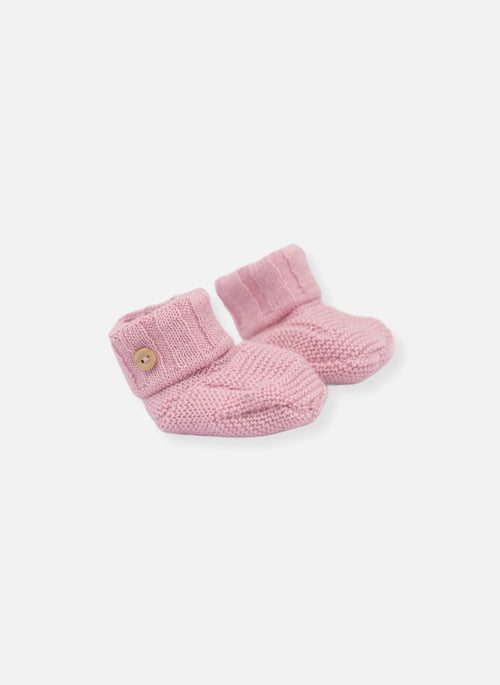 Chaussons En Laine Mélangée - Rose Perle