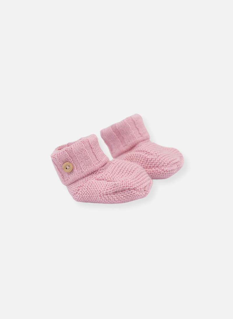 Chaussons En Laine Mélangée - Rose Perle