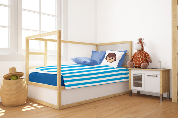Juego De Cama Infantil De Rayas Playmobil - Azul